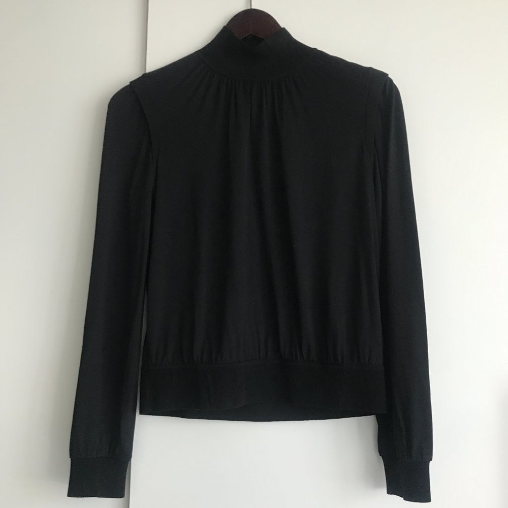 Theory Black Long Sleeve Mock Neck Top